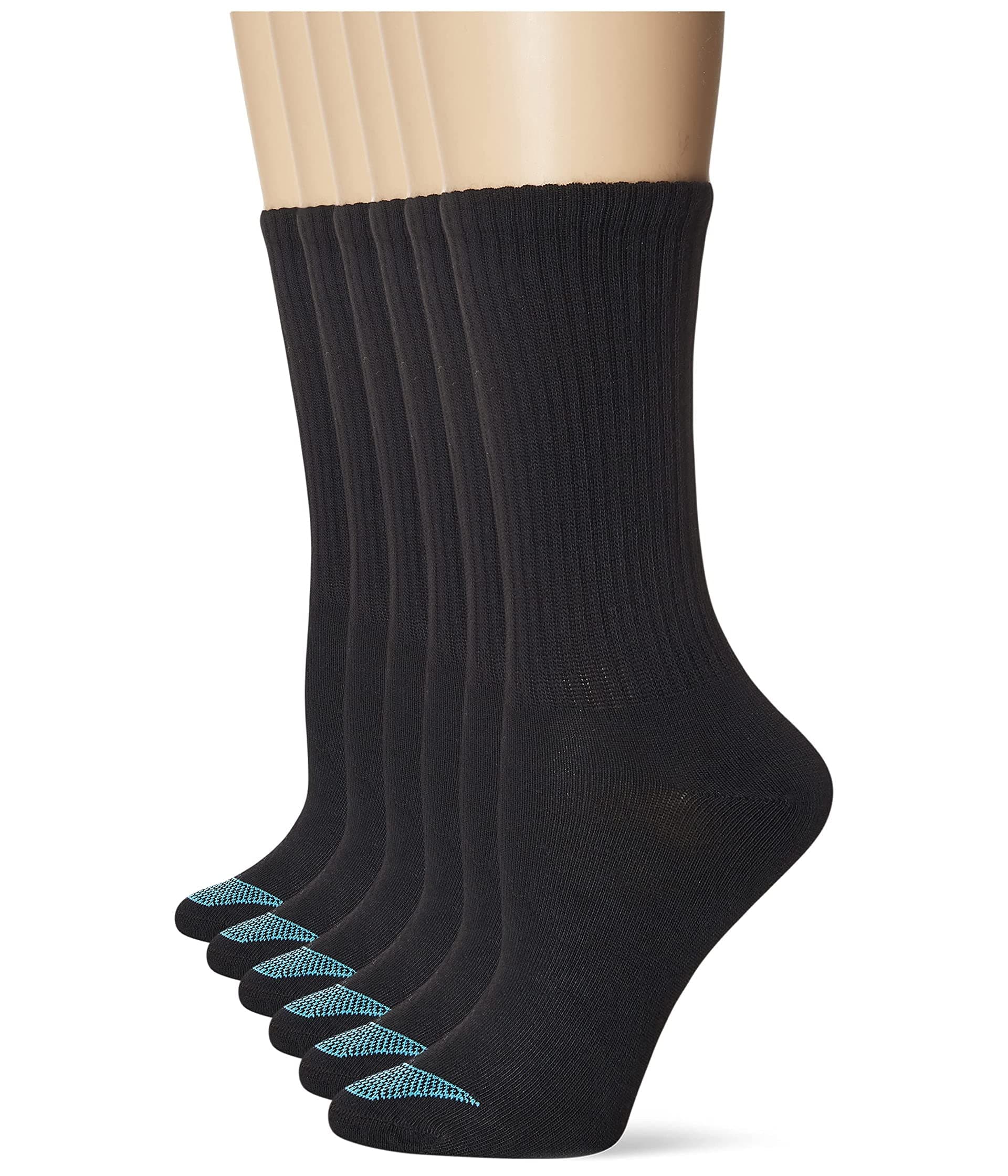 Hanes 6-Pack Women's Lightweight Breathable Wicking Cool Comfort Crew Socks — vista principal