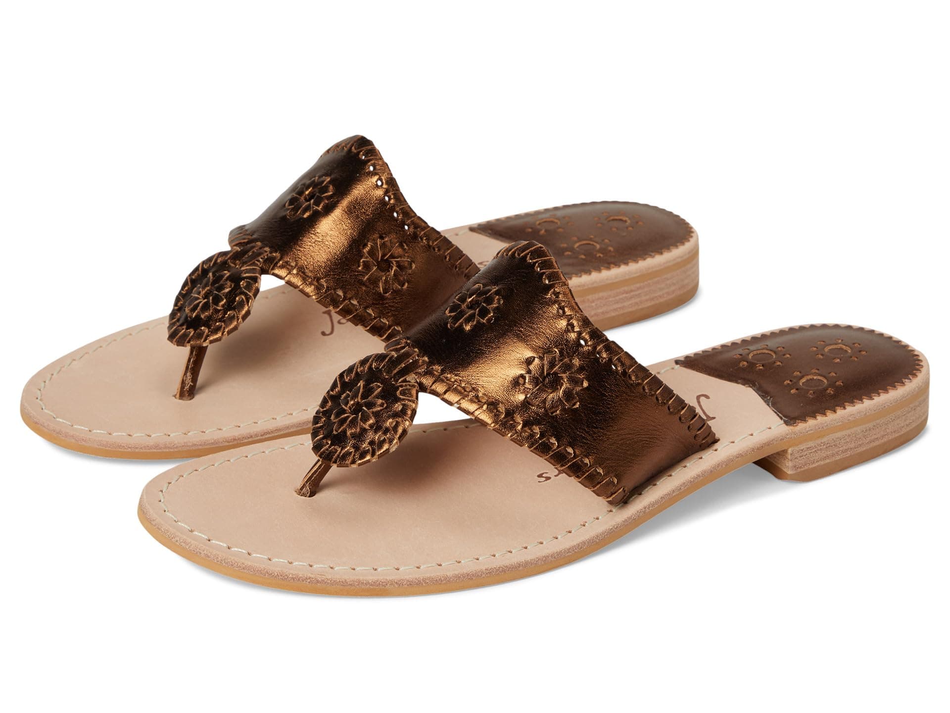 Jack Rogers Jacks Flat Sandal — cor Dourado