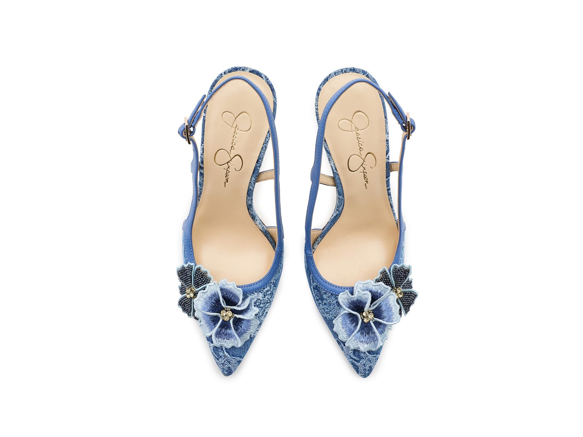 Jessica Simpson Pilitia 3D Floral Denim High Heels — vista 4
