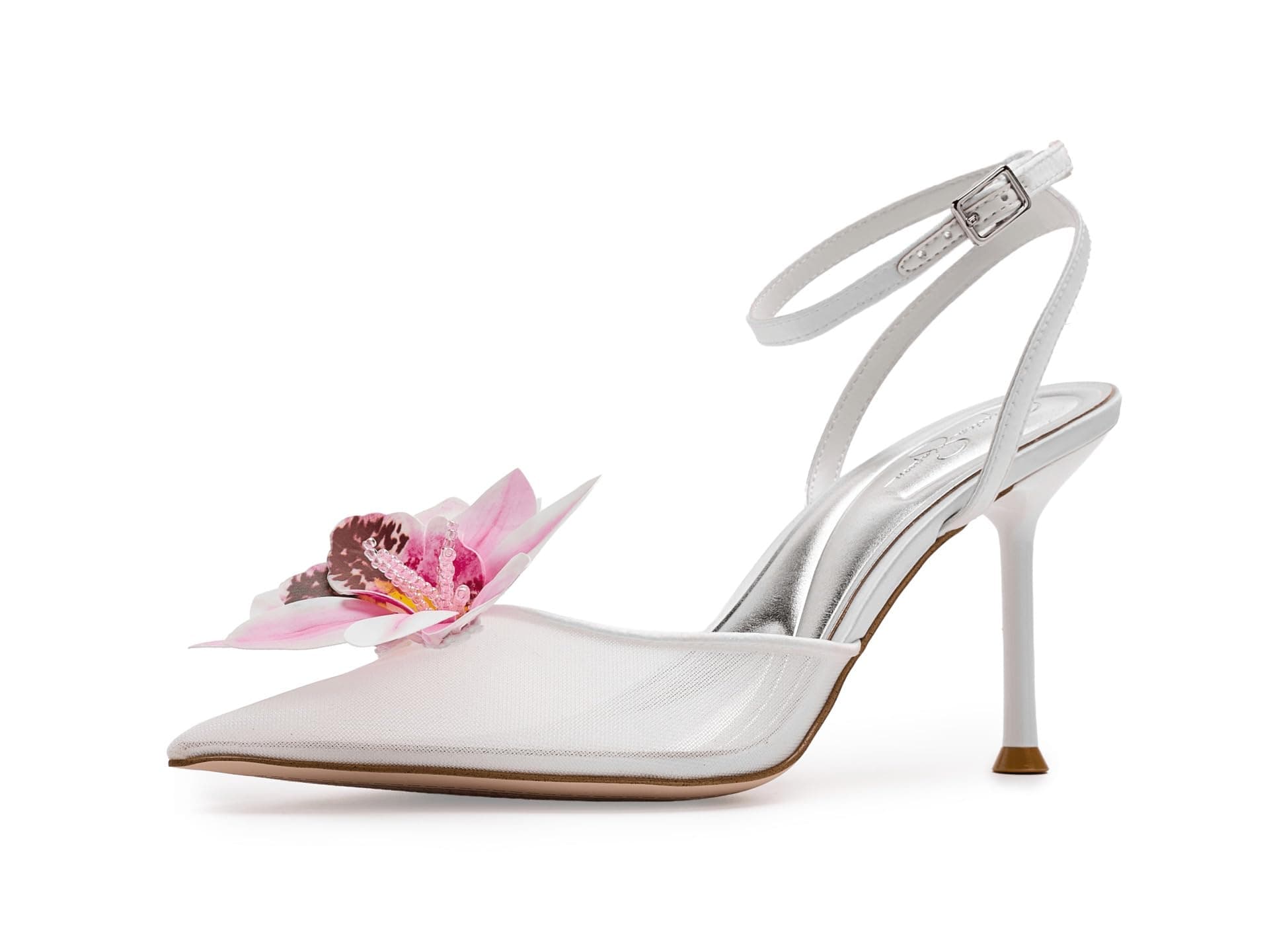 Jessica Simpson Vilyria 3D Floral Embellished High Heel — cor Branco
