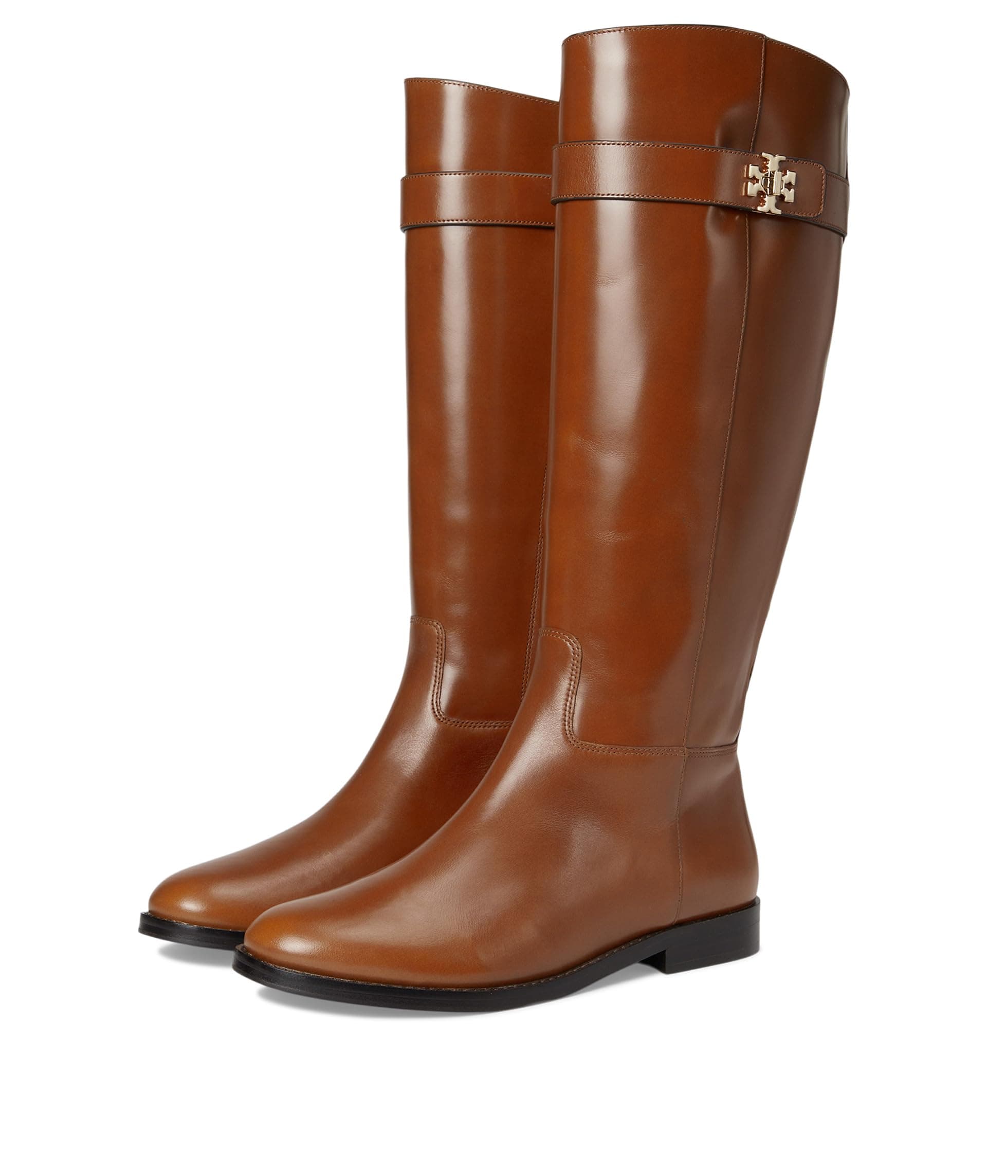 Tory Burch Turnlock Riding Boots — cor Caramelo