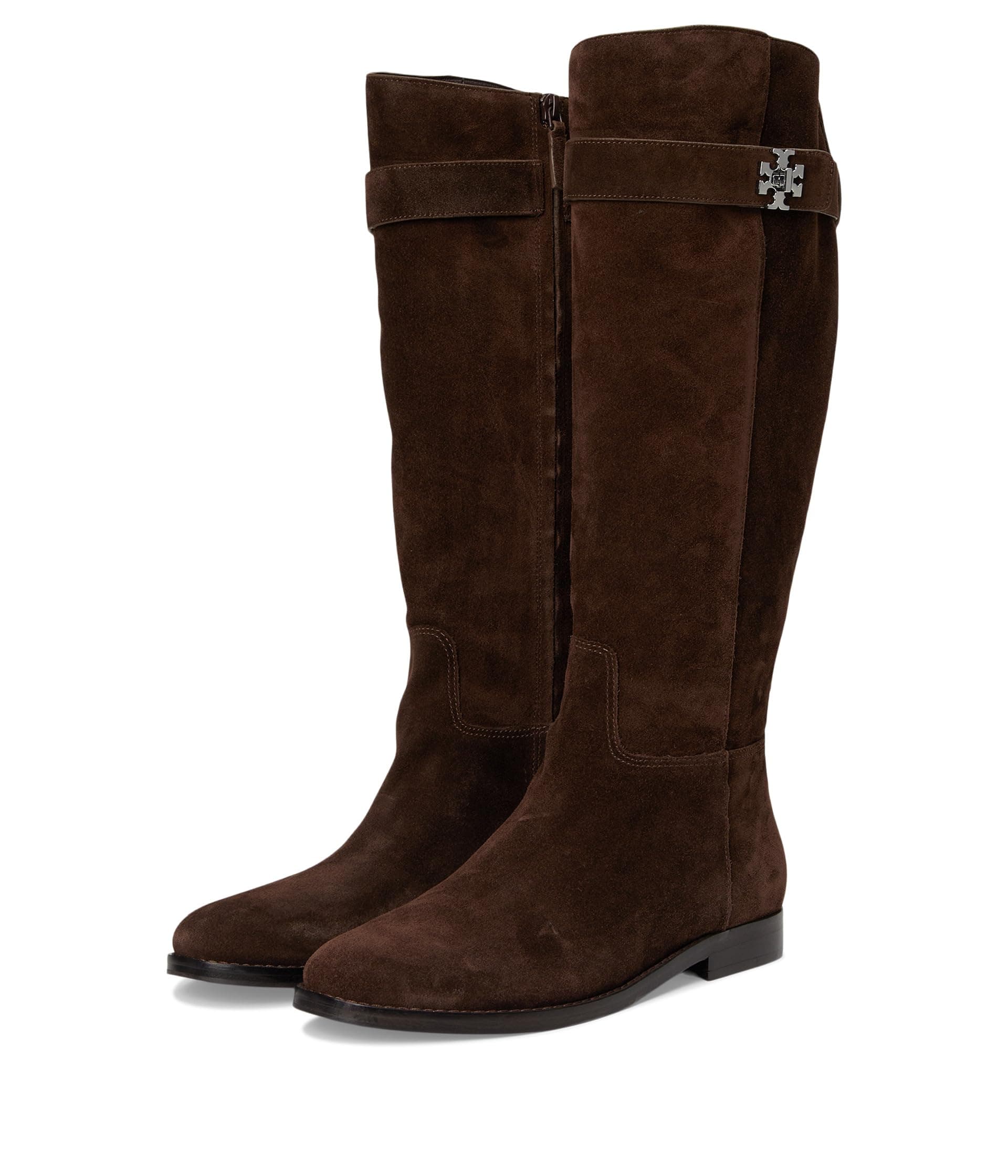 Tory Burch Turnlock Riding Boots — cor Marrom