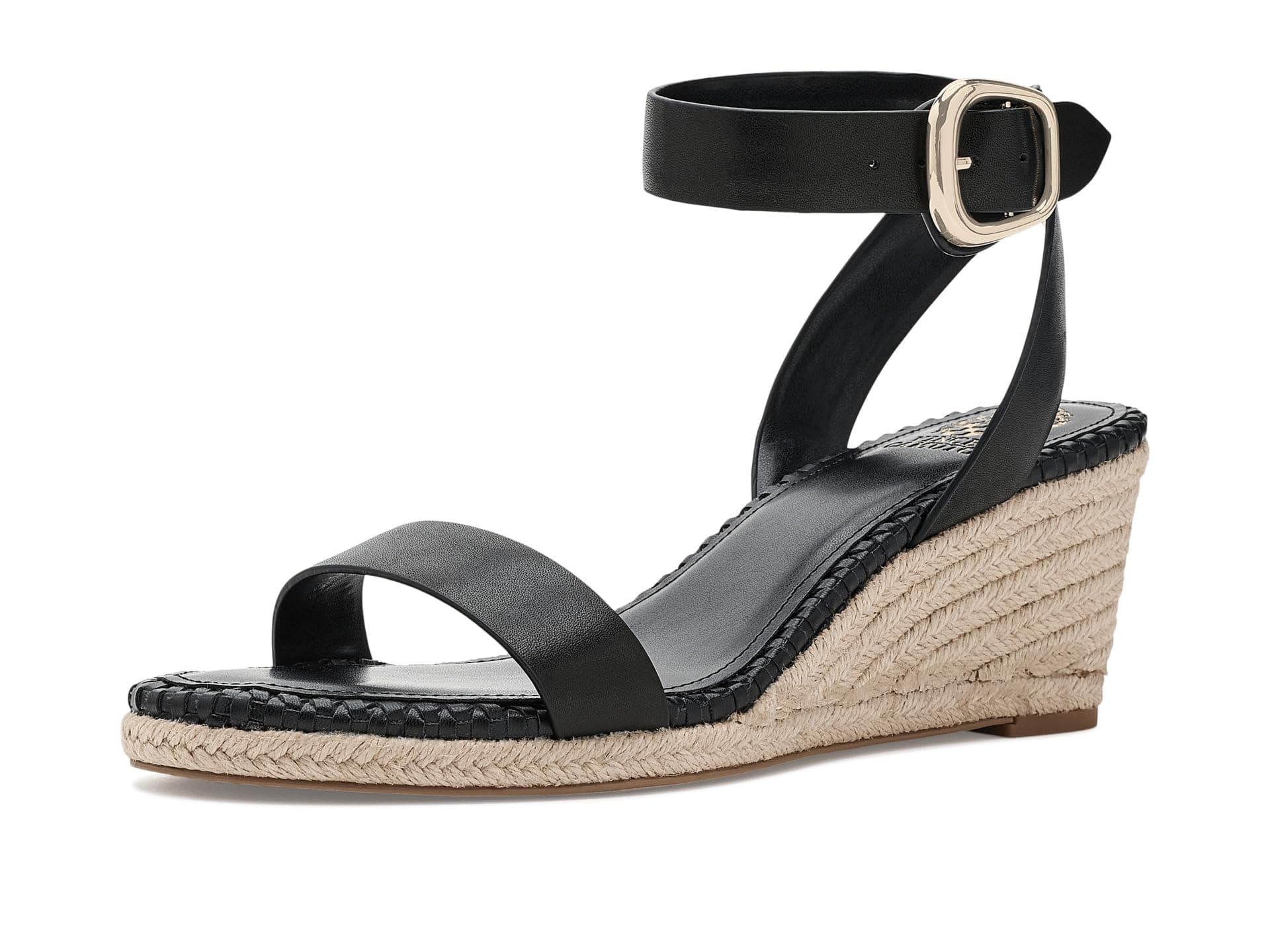 Vince Camuto Fainel Ankle Strap Espadrille Wedge Sandals — cor Preto