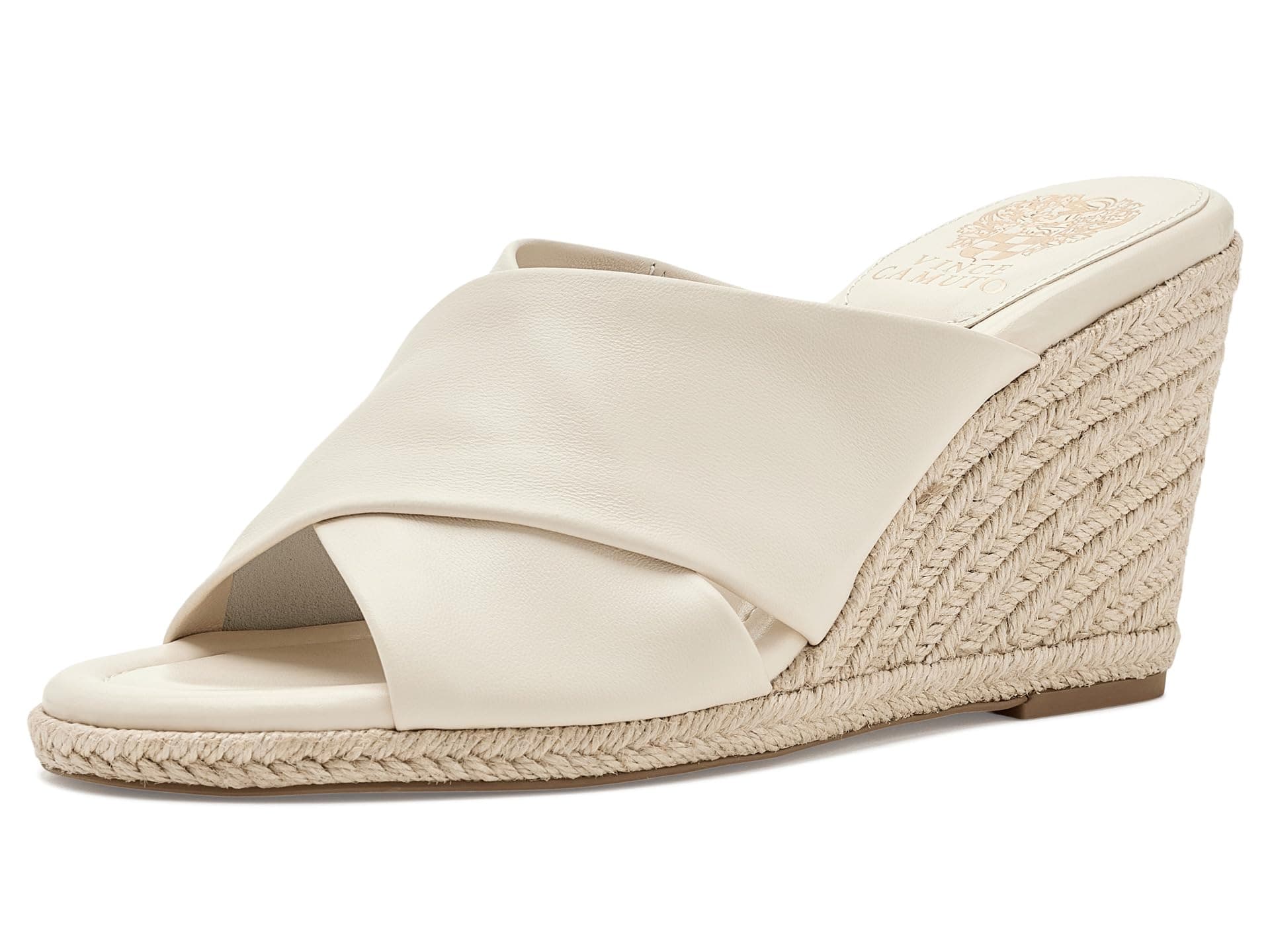 Vince Camuto Fisella Cross Band Espadrille Wedge Sandals — cor Branco