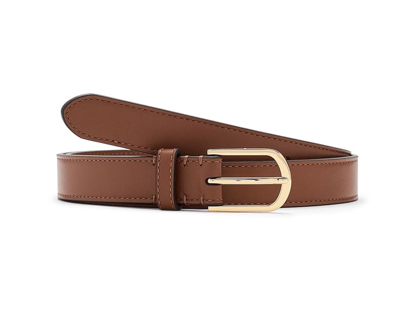 Lauren Ralph Lauren Rounded-Buckle Leather Skinny Belt — vista principal